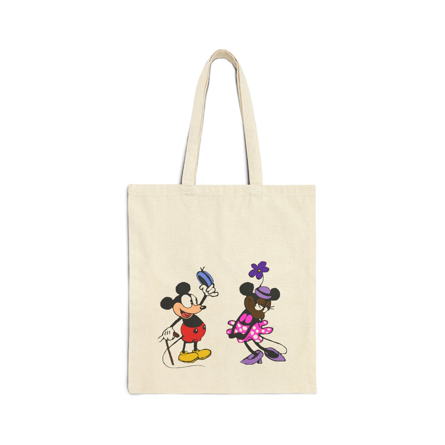 " Mickey & Minnie Black Love" Cotton Canvas Tote Bag