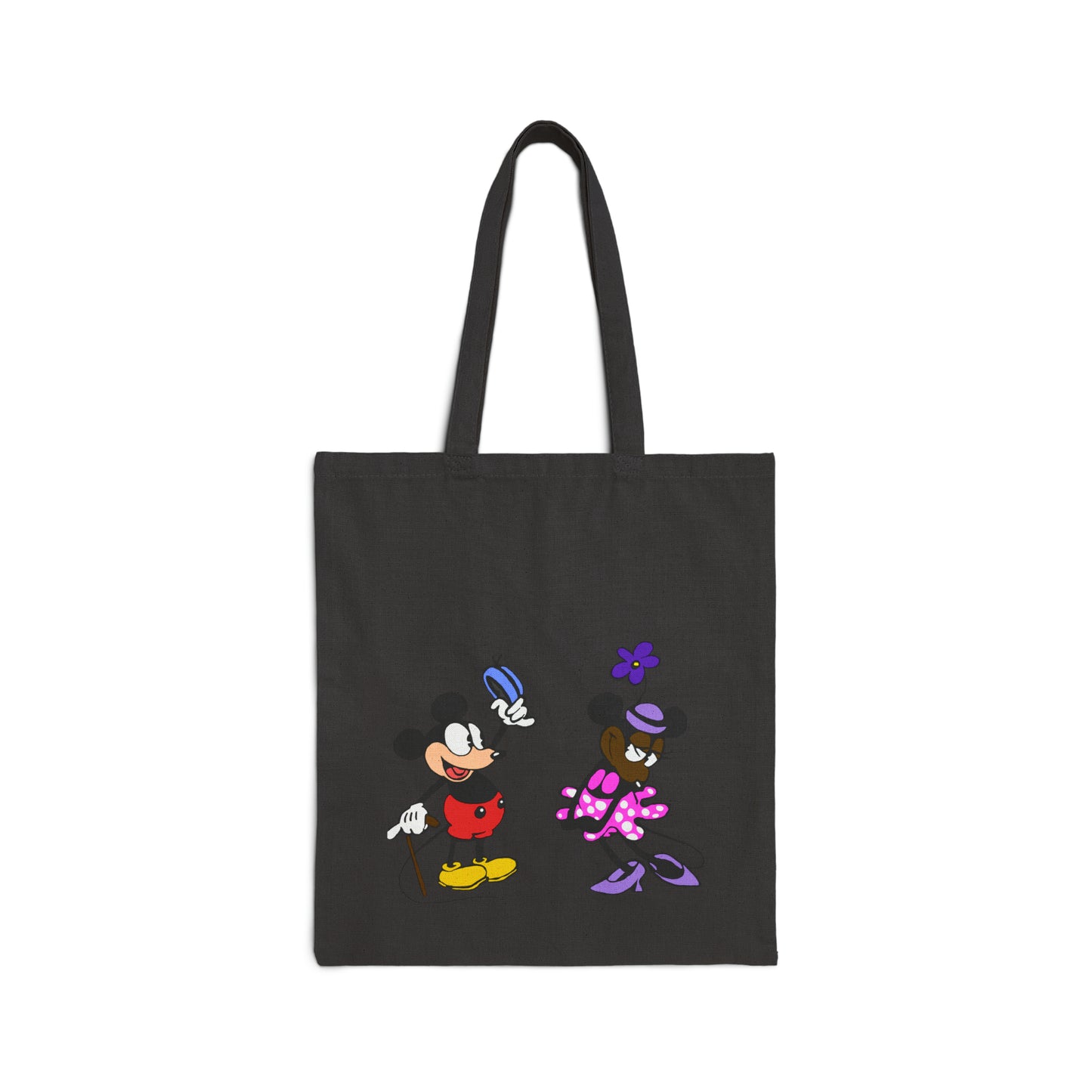 " Mickey & Minnie Black Love" Cotton Canvas Tote Bag